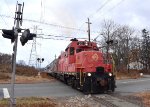 On 11/23/24, GP7u # 23 leading the first trip of the day across Deforest Avenue in East Hanover 